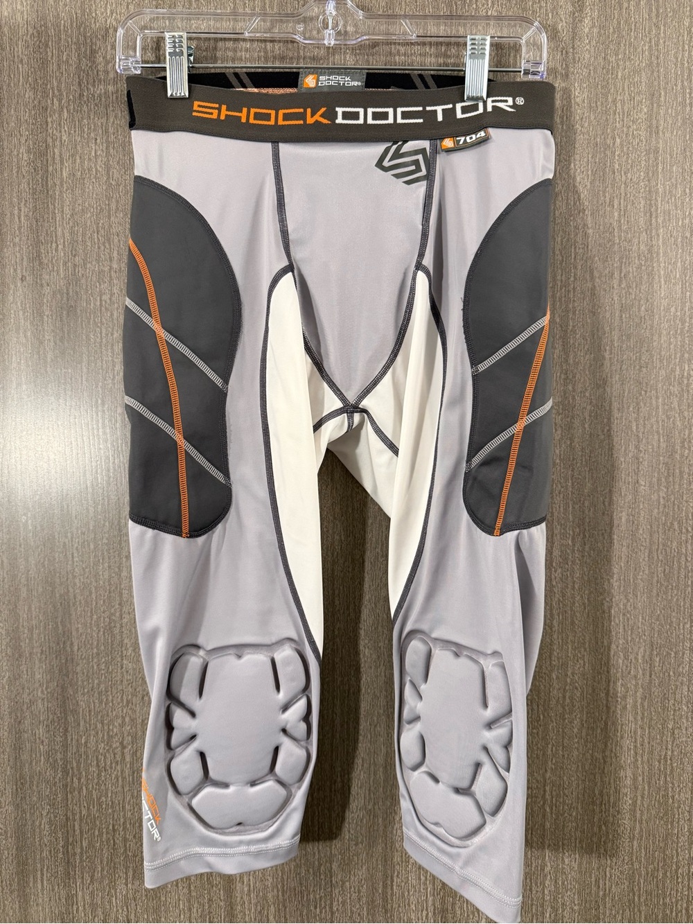 Shock Doctor Men's Gray Padded Athletic Compression Shorts with Knee Protection